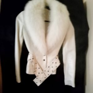 Leather Jacket With Saga Fox Fur Collar